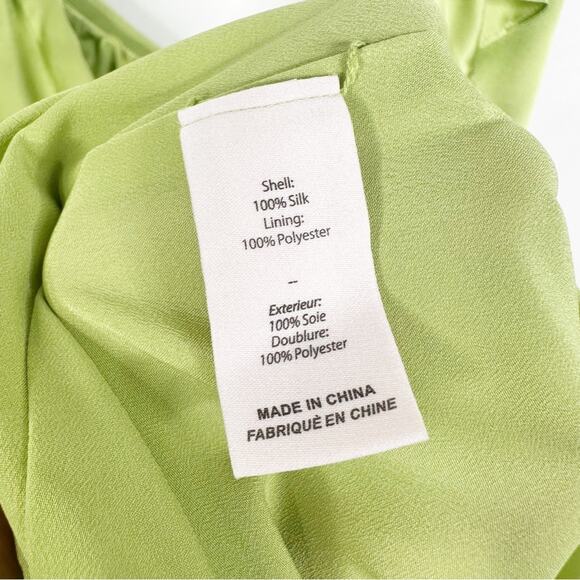 NEW Cinq à Sept Petunya Silk Ruffle Dress in Prickly Pear Lime Green Size 6 - Picture 12 of 14